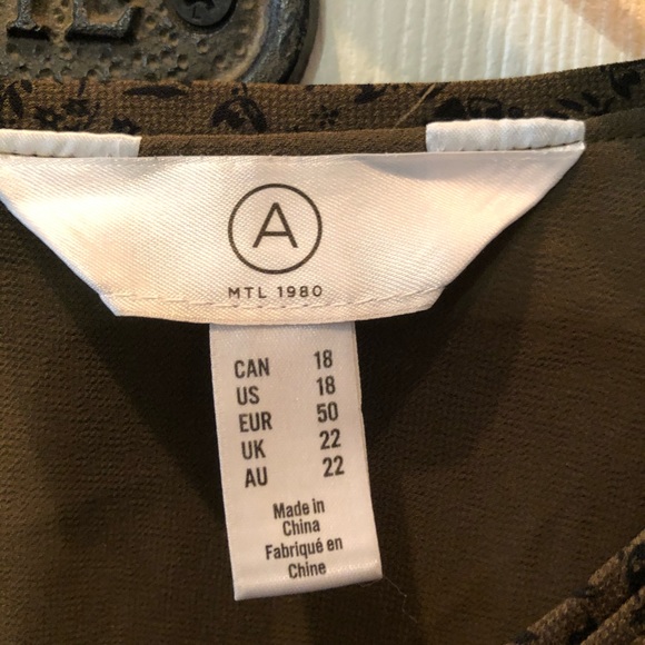 BNWOT Olive Green Floral Dress - Picture 2 of 3